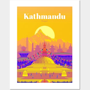 Kathmandu Nepal Vintage Travel and Tourism Advertising Print Posters and Art